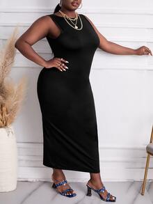 Maweii Plus Cut Out Side Fitted Dress - Black - View 5