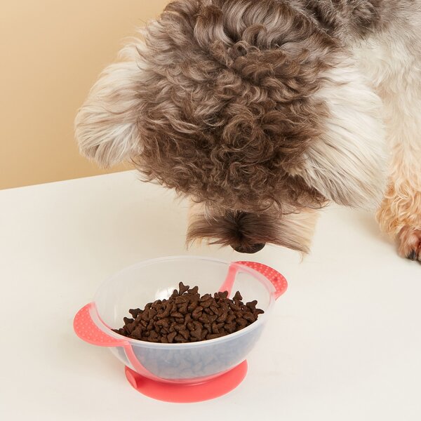 

1pc Suction Cup Pet Bowl, Red