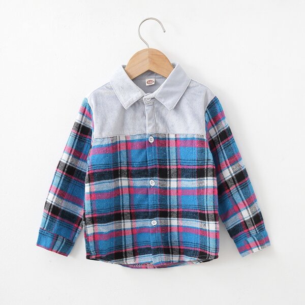 

Toddler Boys Plaid Print Colorblock Shirt, Multicolor