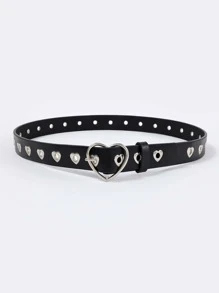 1pc Women's Heart Buckle Belt With Hollow Heart Design, Fashionable & Versatile For Dresses, Coats, Jeans, Trousers, Etc. Valentine's Day Summer, School