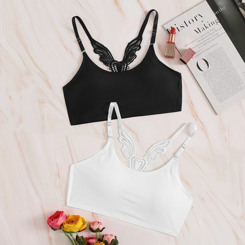 

2pack Solid Simple Bralette Set, Multicolor