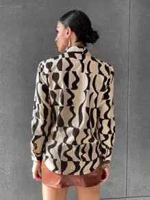 SHEIN Privé 滿版圖案前排扣襯衫 - 彩色 - 查看 2