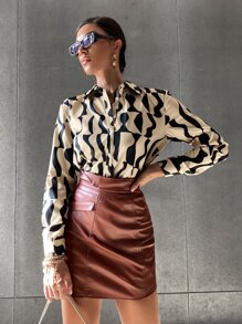 SHEIN Privé 滿版圖案前排扣襯衫 - 彩色 - 查看 6