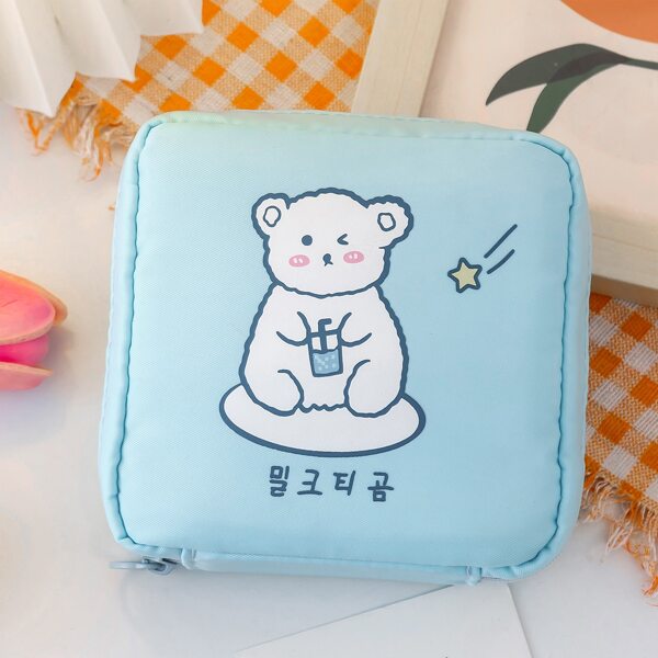 

Bear Print Sanitary Napkin Storage Bag, Blue