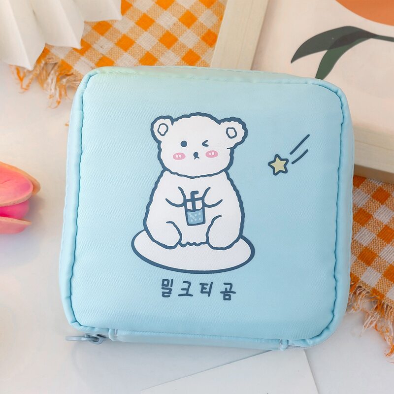 

Bear Print Sanitary Napkin Storage Bag, Blue