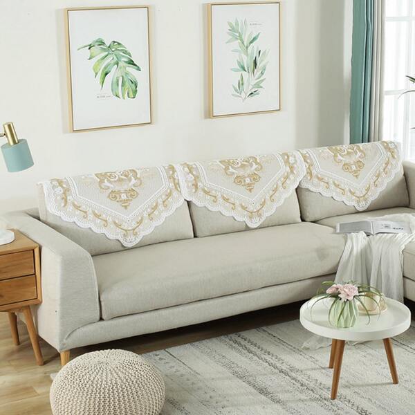 

Embroidery Flower Sofa Towel, White