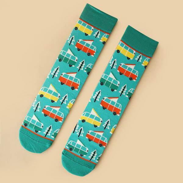 

Bus Print Crew Socks, Multicolor