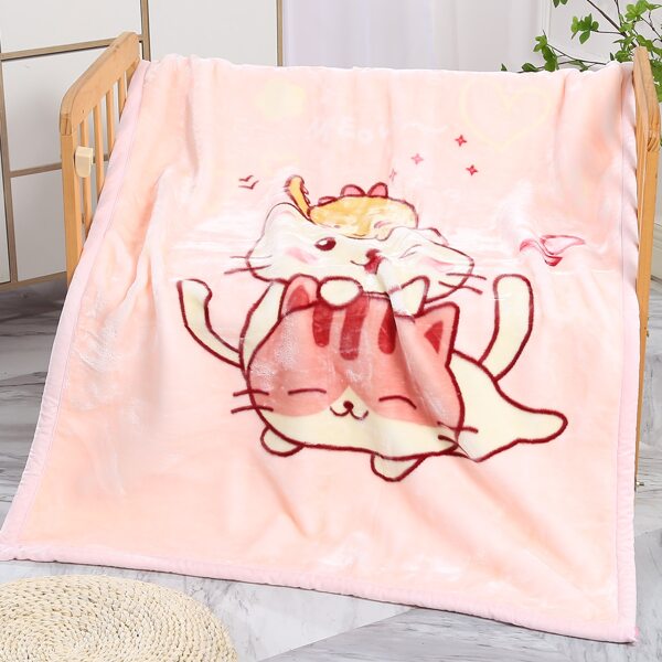 

Cat Print Blanket, Pink