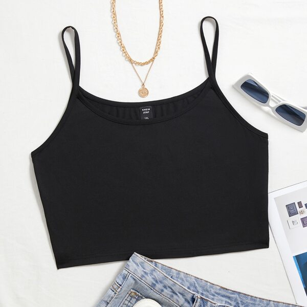 

Plus Solid Cami Top, Black