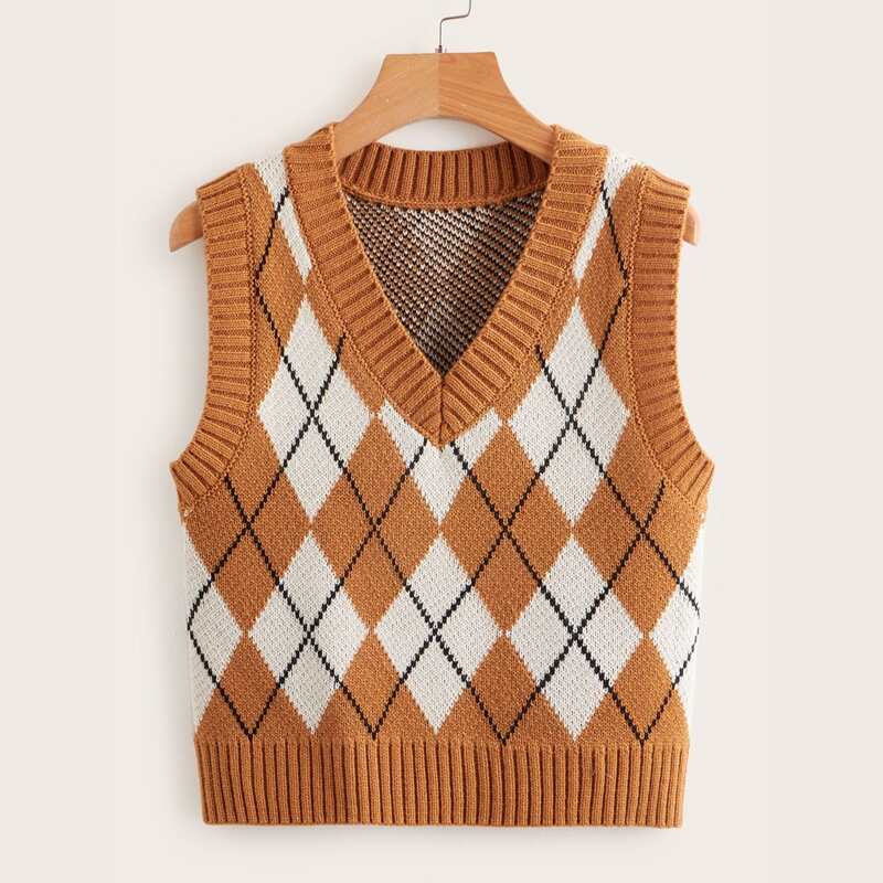 

Argyle Pattern Sweater Vest, Multicolor