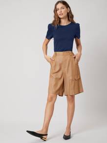 MOTF PREMIUM PUFF SLEEVE TOP - Navy Blue - View 3