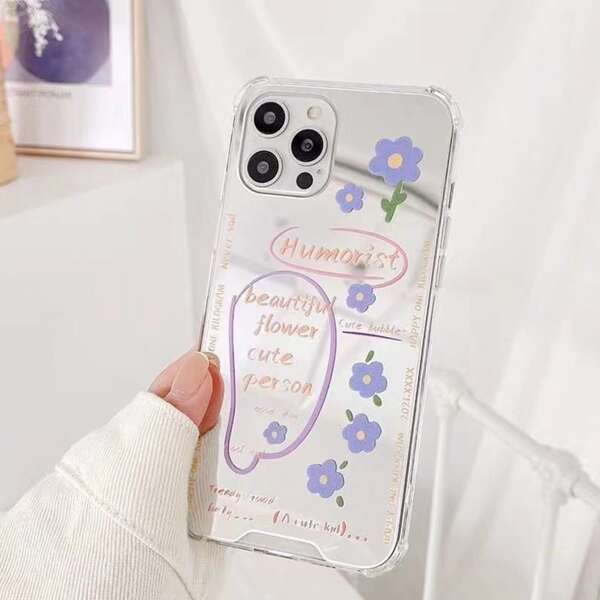

Letter Graphic Clear Phone Case, Multicolor