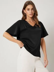 MOTF PREMIUM RELAXED FIT BUTTERFLY SLEEVE TOP - Black - View 6