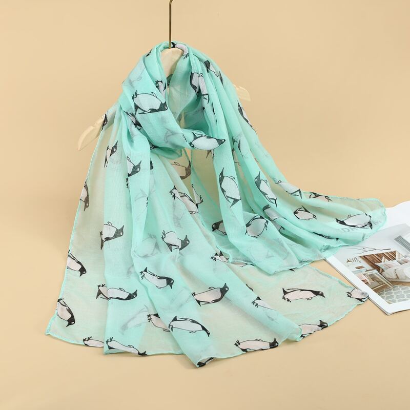 

Penguin Print Scarf, Green