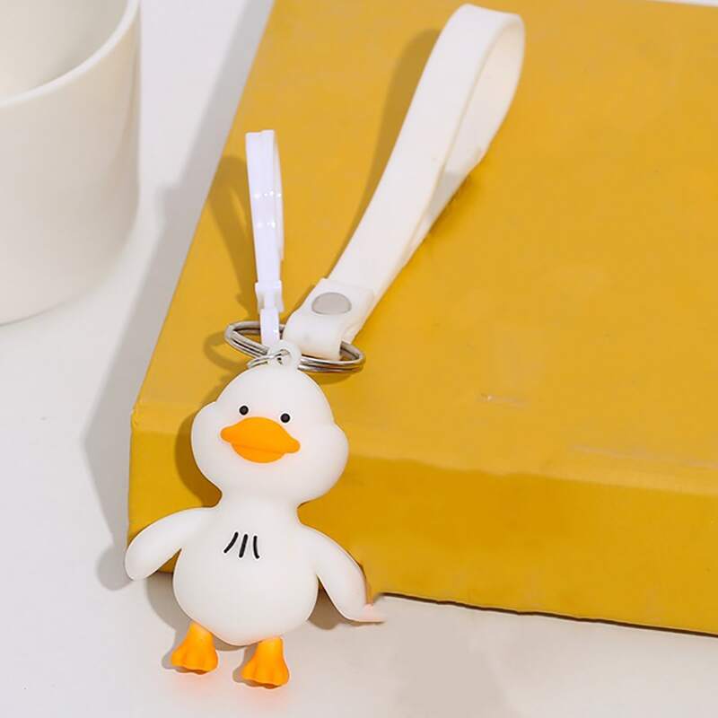 

1pc Cartoon Duck Charm Keychain, White