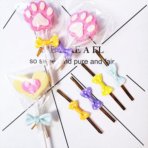 

20pcs Random Color Bow Decor Twist Tie, Multicolor