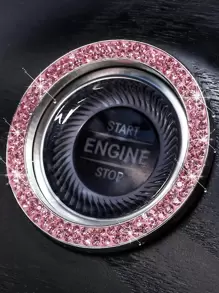 Car One-button Start Rhinestone Decoration - Pink - View 1