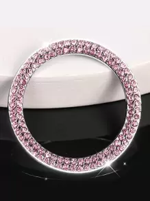 Car One-button Start Rhinestone Decoration - Pink - View 3