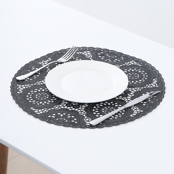 

1pc Geometric Pattern Placemat, Black