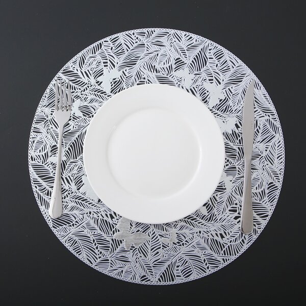 

1pc Plain Hollow Placemat, Silver