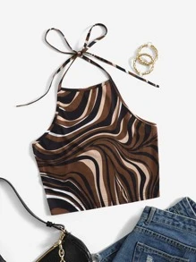 Muchica 滿版印花掛脖上衣