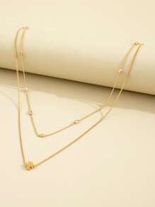 Clover Decor Layered Necklace - Yellow Gold - View 3