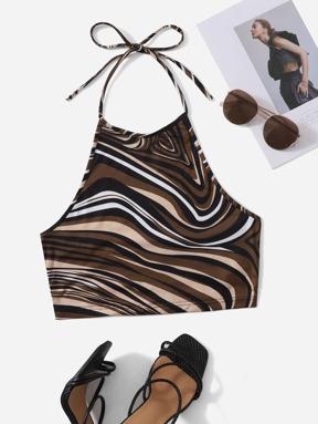 Soleia Allover Print Halter Top