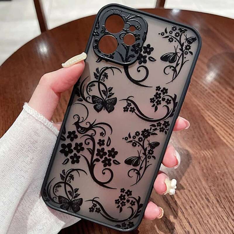 

Floral Print Phone Case, Black
