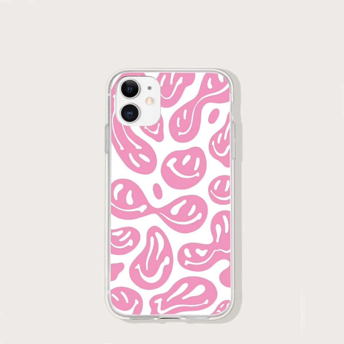 

Cartoon Smile Phone Case, Pink