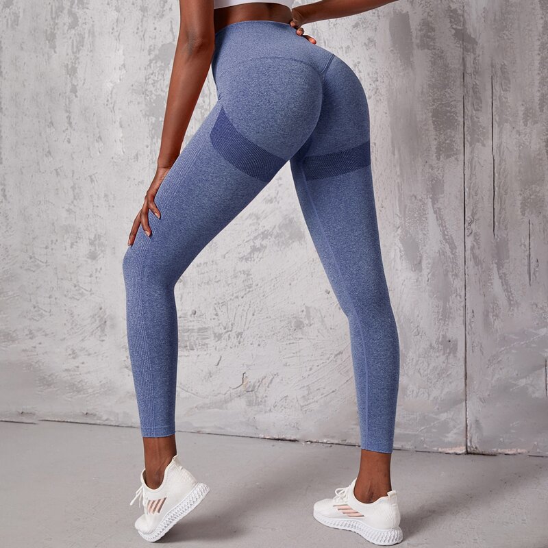 

Space Dye Wide Waistband Sports Leggings, Blue