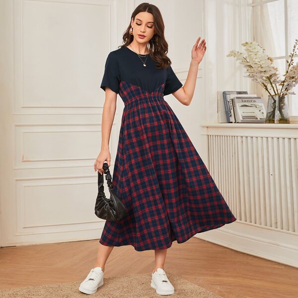 

Tartan Print Flare Hem Dress, Multicolor
