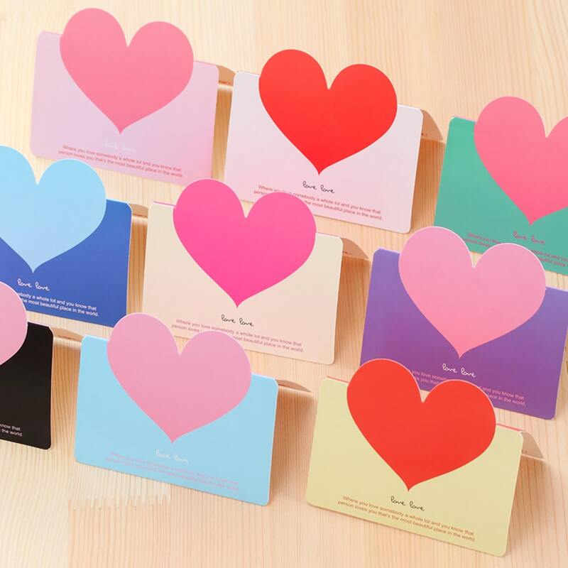 

5pcs Heart Design Random Greeting Card, Multicolor