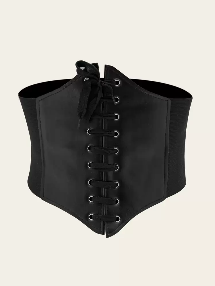 Hoerev Vrouwen Meisjes Elastische Brede Band Elastische Gebonden Waspie Corset Taille Riem,Zwart met koperen knop,3XL