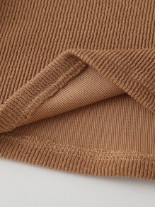 Toddler Girls Ribbed Knit Button Side Sweatshirt & Joggers - Khaki - View 6