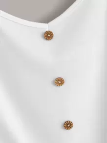 Muchica Tie-Front Buttoned Cami Top - White - View 4