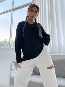 Chinese Dragon & Slogan Graphic Drop Shoulder Tee - Black - View 5