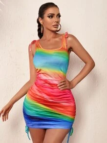 SHEIN SXY Đầm Dây kéo Xù Ombre Hấp dẫn - Nhiều màu - Xem 1