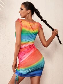 SHEIN SXY Đầm Dây kéo Xù Ombre Hấp dẫn - Nhiều màu - Xem 2