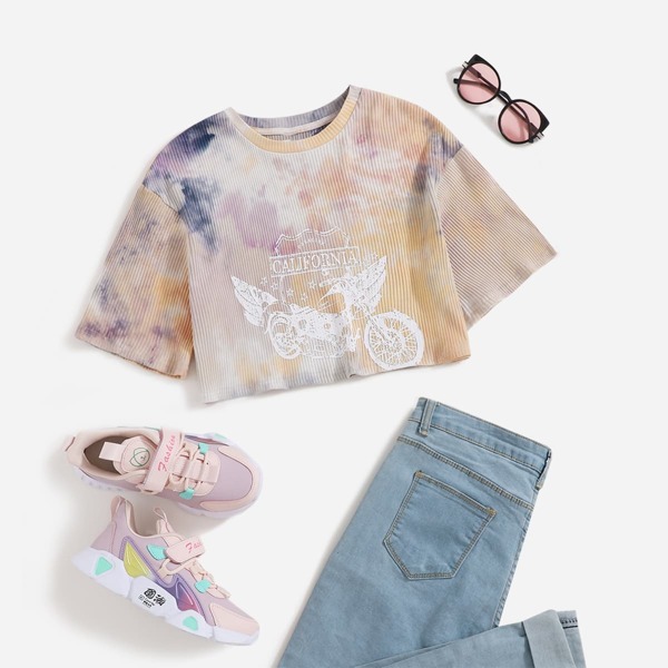 

Teen Girls Tie Dye Crop Tee, Multicolor
