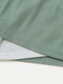 SHEIN 青少年女孩撞色十字交叉圍裹吊帶上衣 - 薄荷綠 - 查看 3