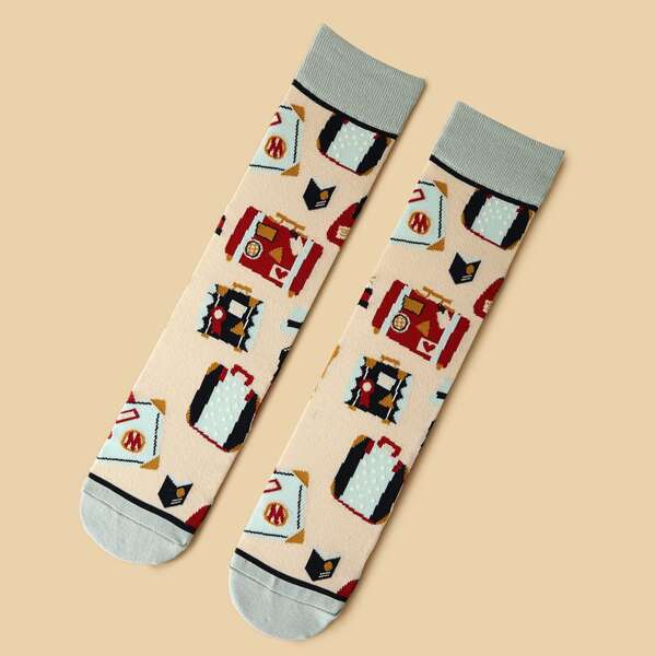 

Cartoon Graphic Crew Socks, Multicolor
