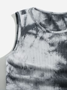 SHEIN Chicas adolescentes vestido de tie dye con fruncido con cordón - Multicolor - Ver 4