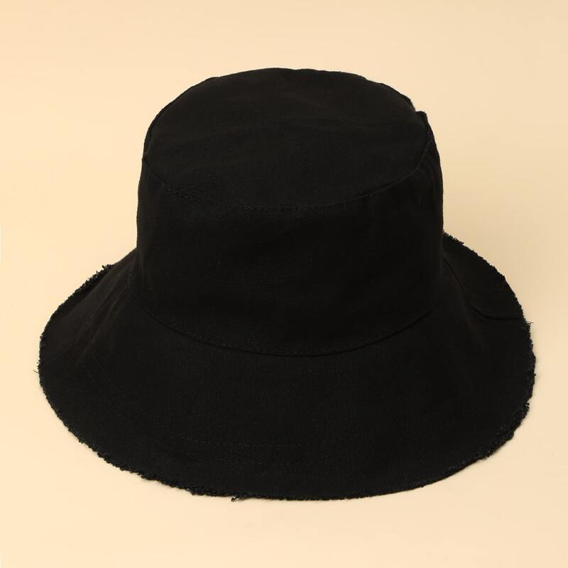 

Raw Hem Bucket Hat, Black