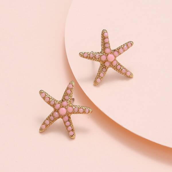 

Starfish Design Earrings, Pink