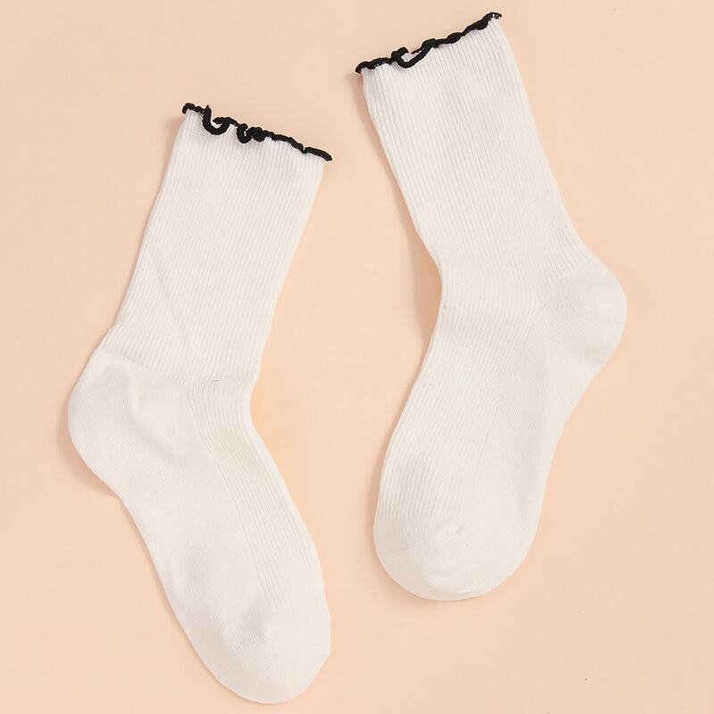 

Frill Trim Crew Socks, White