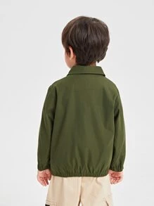 SHEIN Toddler Boys Single Breasted Jacket - Army Green - View 2