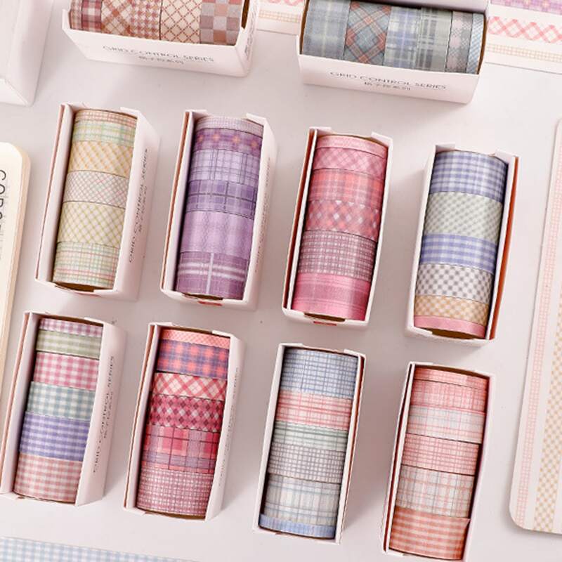 

6rolls Plaid Pattern Random Washi Tape, Multicolor