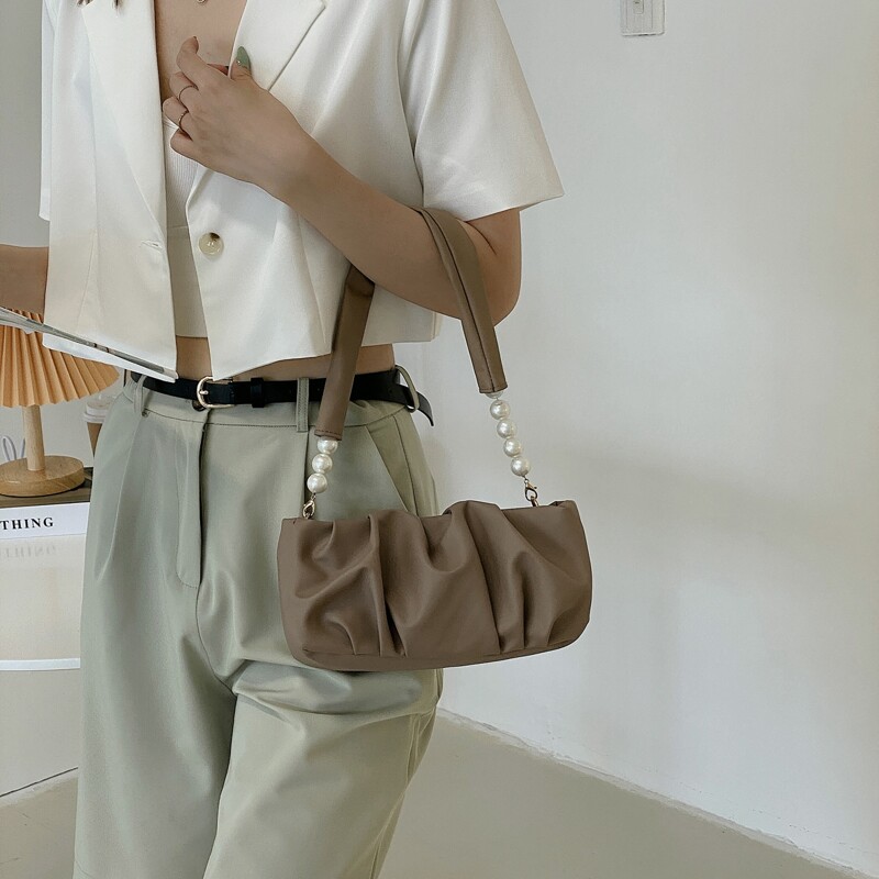 

Ruched Design Shoulder Bag, Khaki