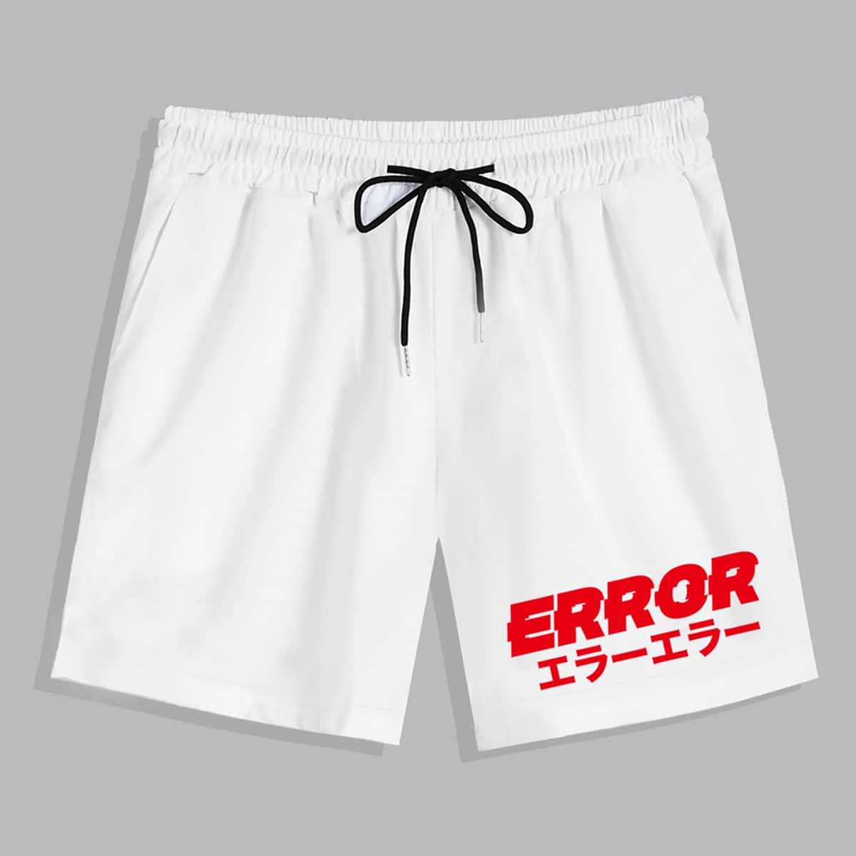 

Guys Letter Print Drawstring Shorts, White