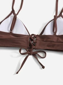 Bikini sencillo para la playa de verano - Café integral - Ver 3